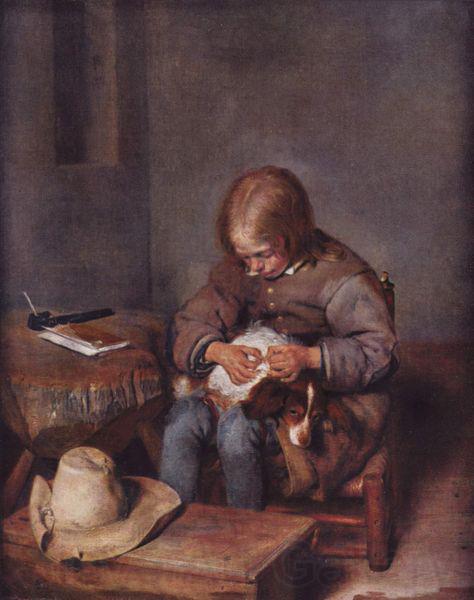 Gerard ter Borch the Younger Knabe floht seinen Hund France oil painting art